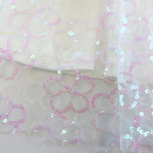Sequin Floral Mesh Layer Top