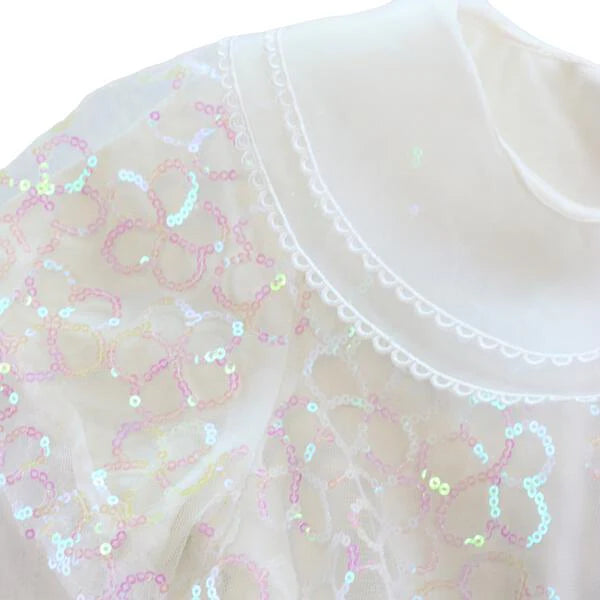 Sequin Floral Mesh Layer Top