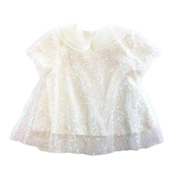 Sequin Floral Mesh Layer Top