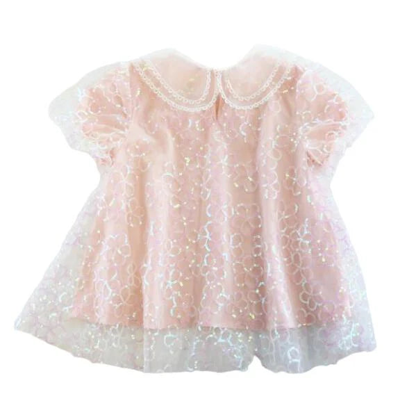 Sequin Floral Mesh Layer Top
