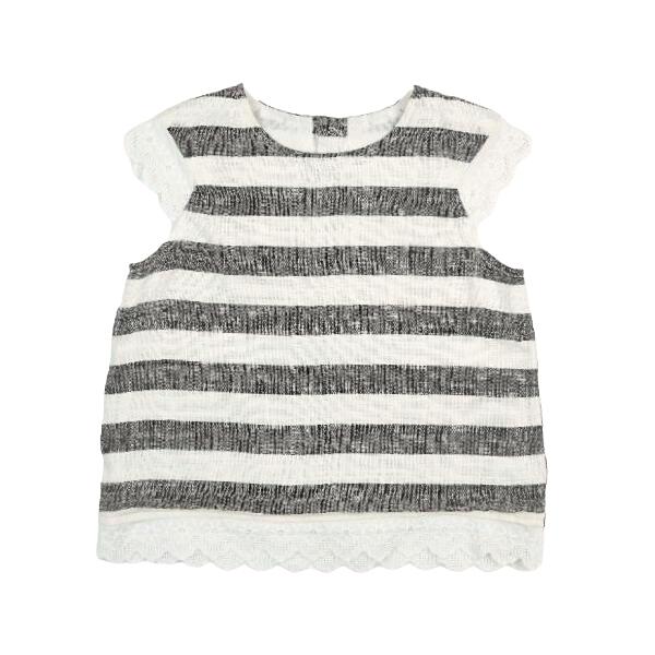 Striped Crochet Sleeve Top
