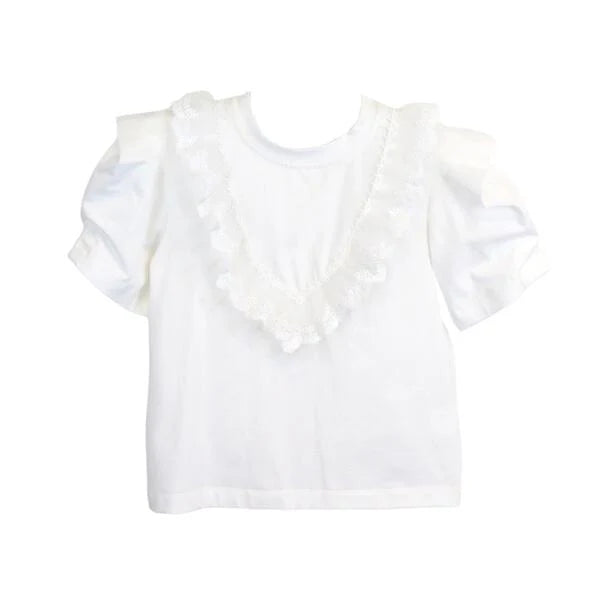 Lace Trim Puff Sleeve Top