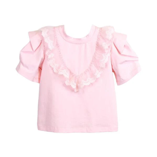 Lace Trim Puff Sleeve Top
