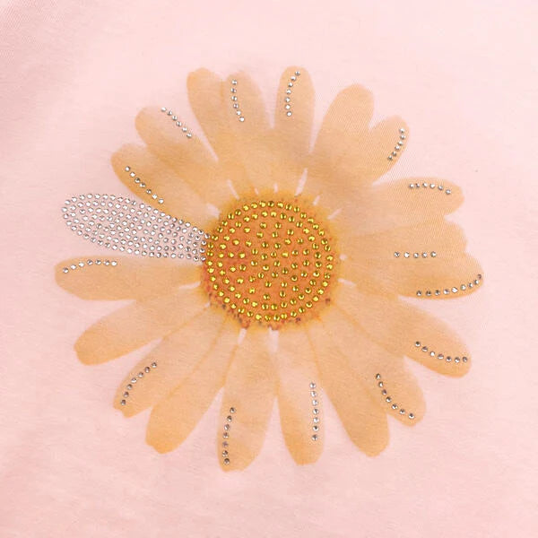 Rhinestone Flower Lace Top