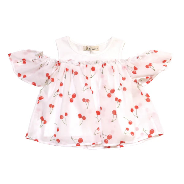 Cherry Cold-Shoulder Top