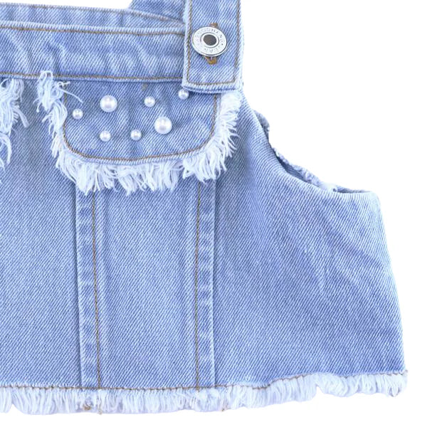 Pearl Denim Cropped Vest