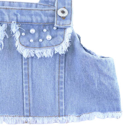 Pearl Denim Cropped Vest