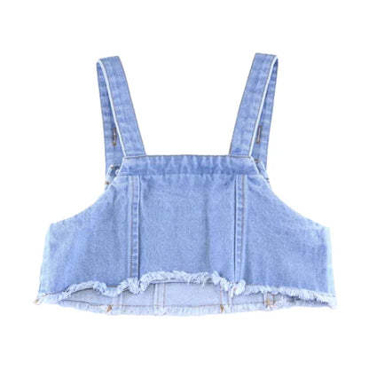 Pearl Denim Cropped Vest